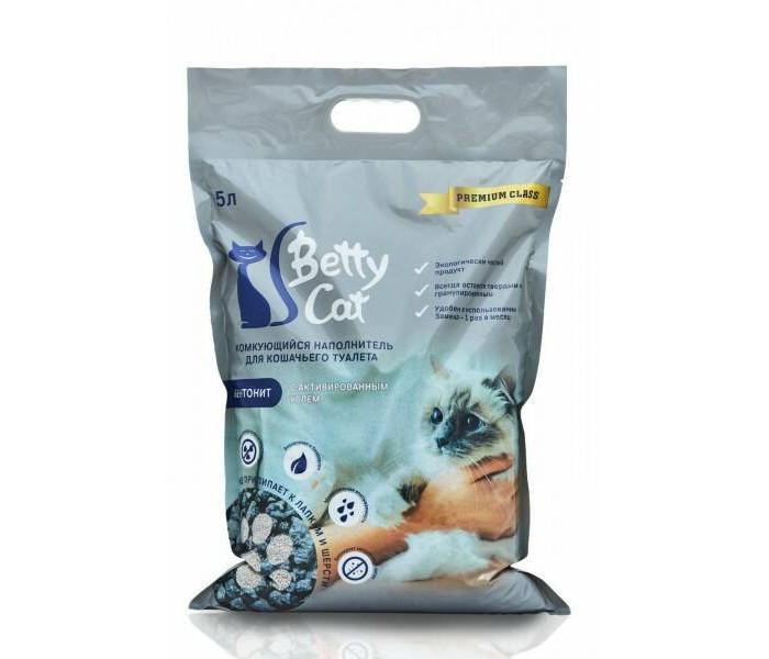Наполнитель Betty Cat для кошачьего туалета, гигиенический, активированный уголь, 5л., пакет