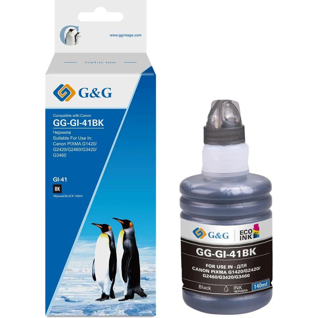 Чернила G&G GG-GI-41BK, для Canon, 140мл, черный