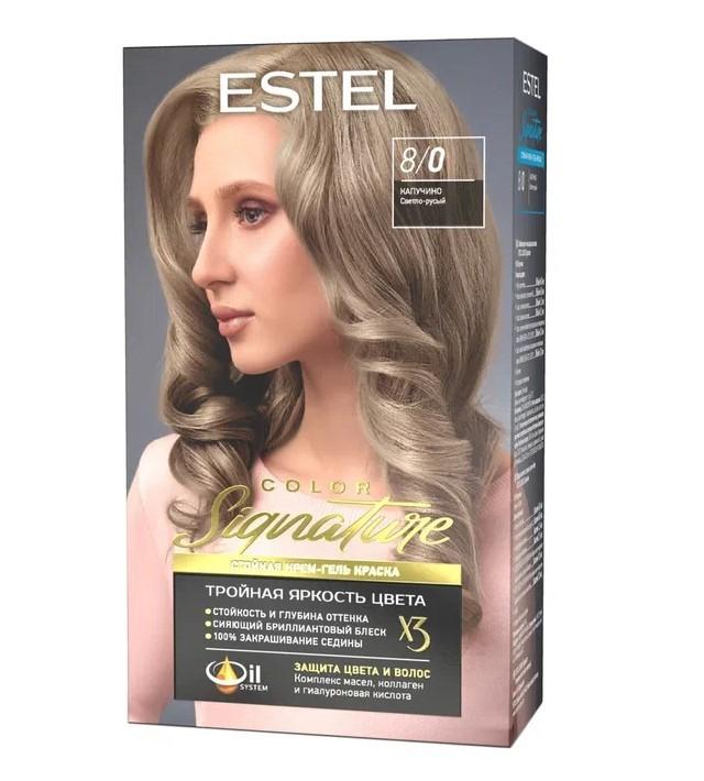 Краска гель для волос Estel Color Signatur стойкая гель тон 8/0 капучино 120 мл., картон