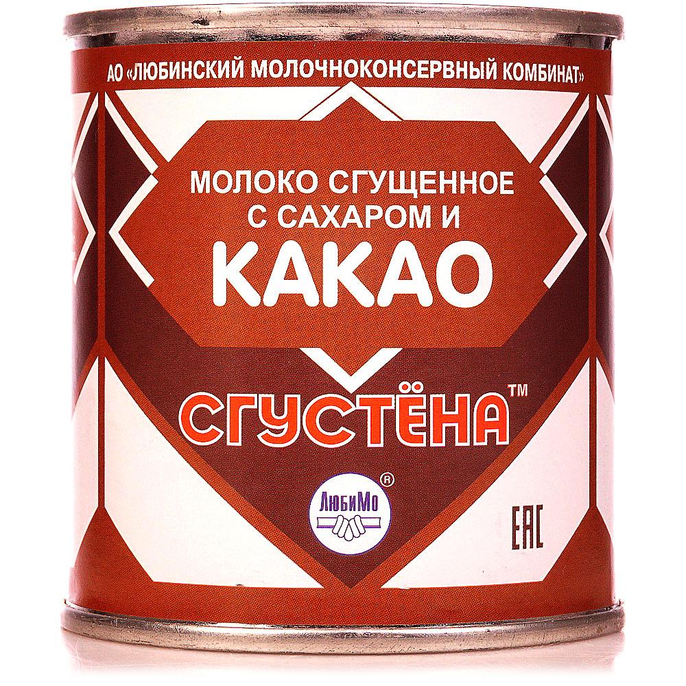 Молоко сгущенное Сгустена с сахаром и какао 380 гр., ж/б