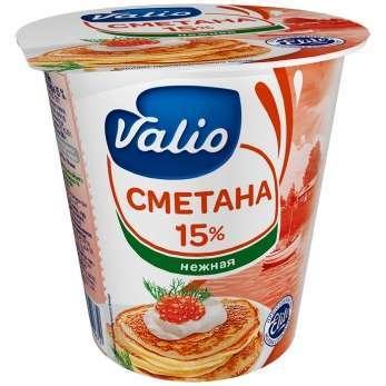 Сметана Valio 15%, 315 гр., ПЭТ стакан