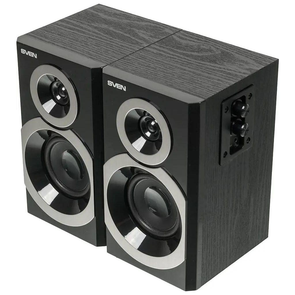 Колонки компьютерные SVEN SPS-619, 2.0, 2х10 W, двухполосные, разъем для наушников, регулятор громкости и тембра, деревянные, SV-011277