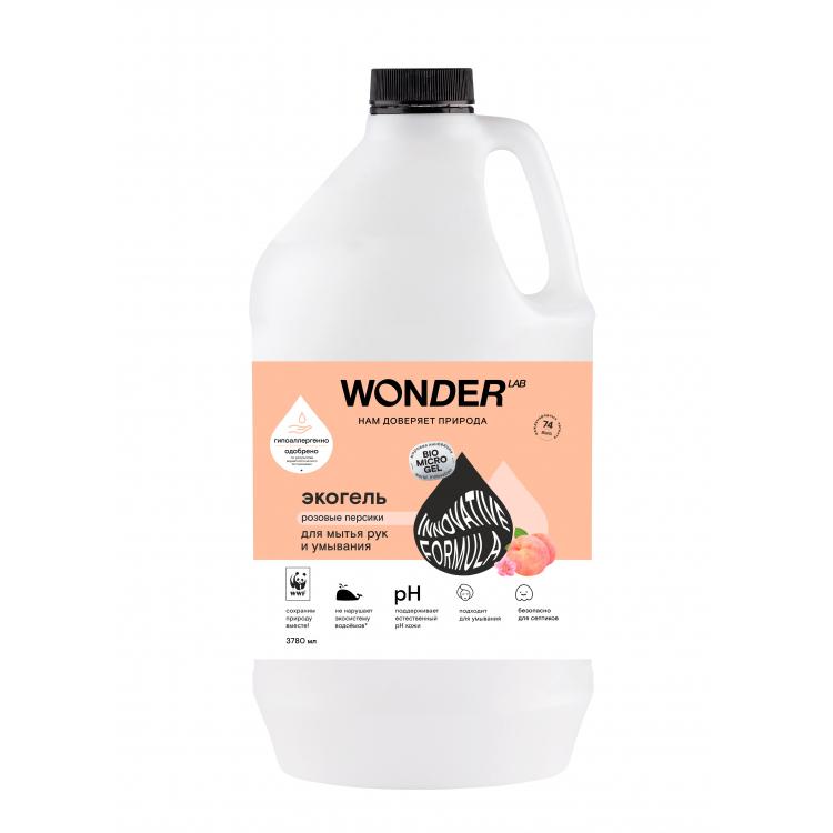 Экогель для мытья рук и умывания WONDER LAB innovative formula розовые персики, 3,78 л., ПЭТ