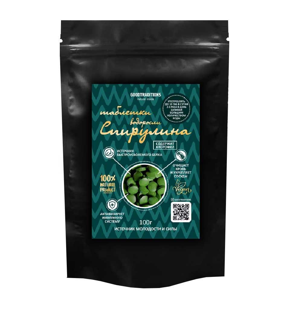 Спирулина таблетки GOODTRADITIONS 100 гр., дой-пак