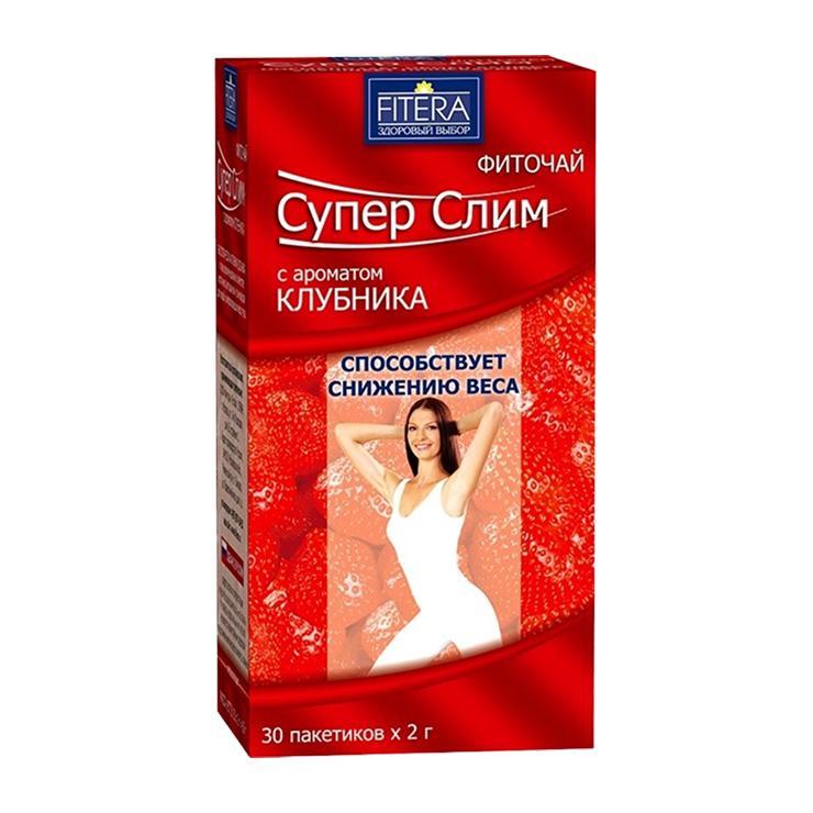Фиточай Fitera Супер Слим клубника 30 пакетиков 60 гр., картон