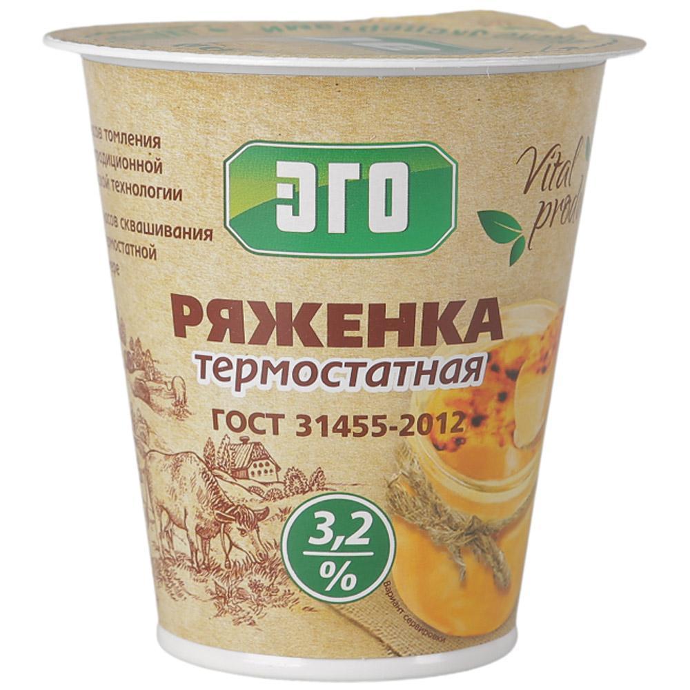 Ряженка Эго термостатная 3,2% 300 гр., стакан