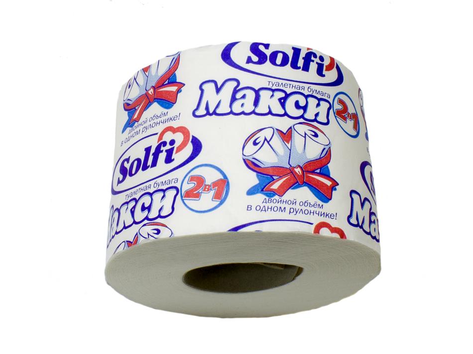 Бумага Solfi Макси туалетная 1-сл., 80 м., на втулке, картон