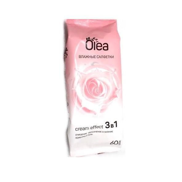 Влажные салфетки Olea освежающие с эффектом крема 60 шт., флоу-пак