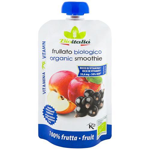 Пюре Bioitalia из яблока и черной смородины, 120 гр., дой-пак с дозатором