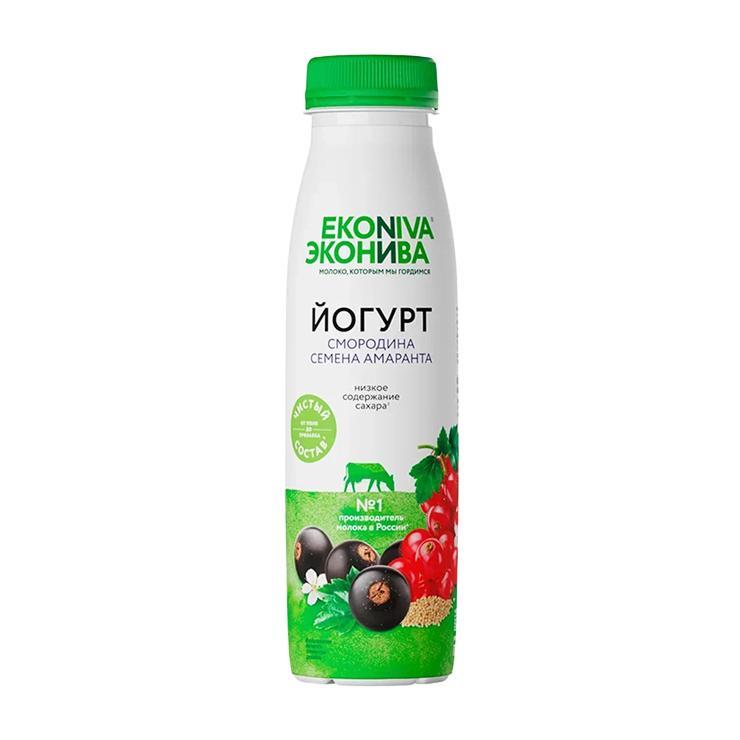 Йогурт ЭкоНива Fitness Line смородина и семена амаранта 2,5% 300 гр., ПЭТ
