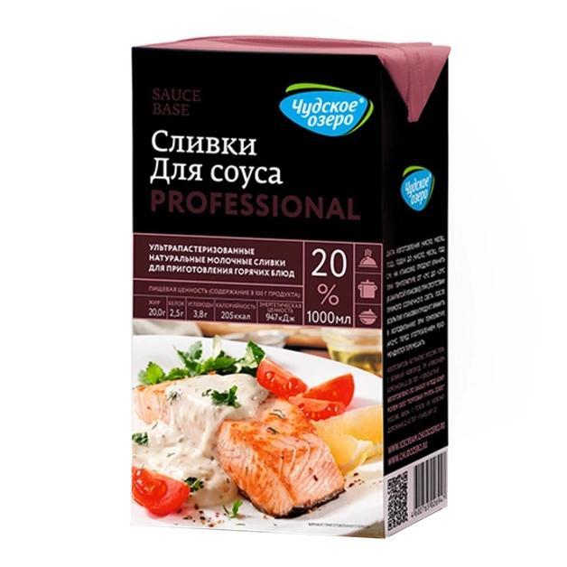 Сливки для соуса Чудское Озеро professional 20% 1 л., тетрапак