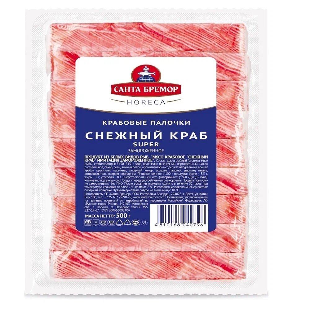 Крабовые палочки Санта Бремор снежный краб з/м 500 гр., вакуум