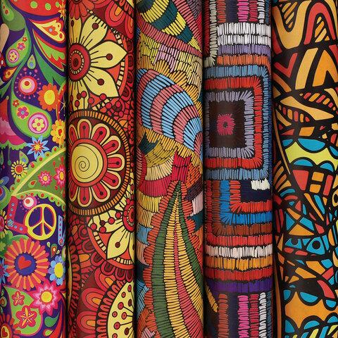 Бумага упаковочная Золотая Сказка ethnic 1 мелованная 70х100см 5 дизайнов 70 г/м2