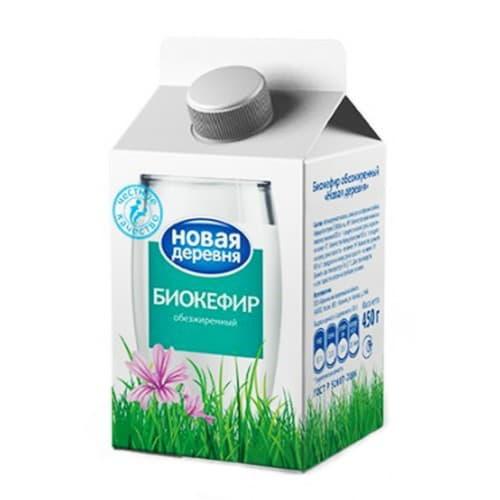 Биокефир Новая Деревня обезжиренный 450 гр., тетра-пак