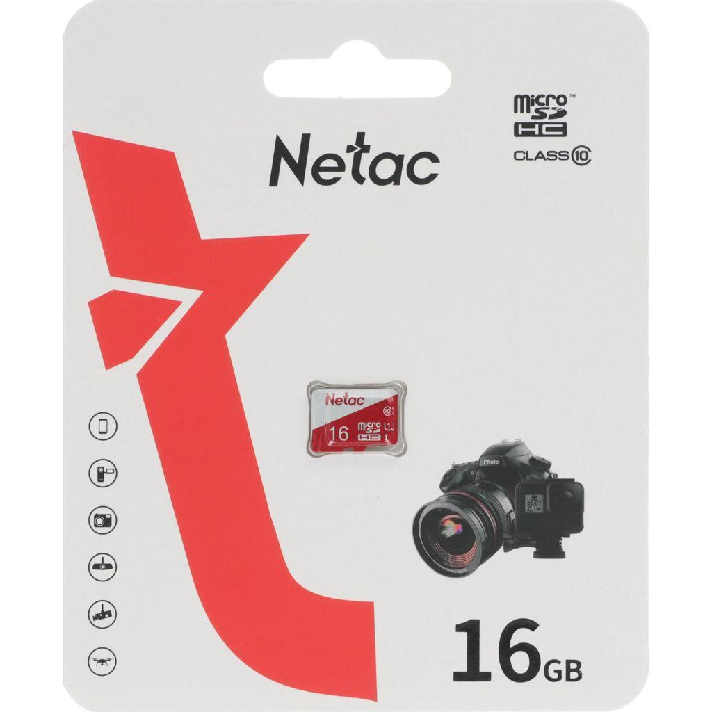 Карта памяти microSDHC UHS-I U1 NETAC P500 Eco 16 ГБ, 90 МБ/с, Class 10, NT02P500ECO-016G-S, 1 шт., без адаптера