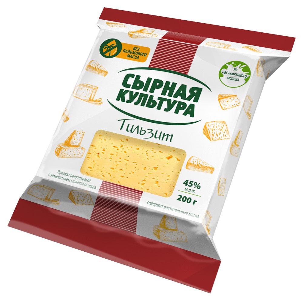 Продукт сырный Сырная культура Тильзит 45% 200 гр., вакуум