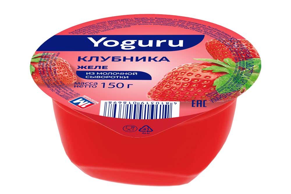 Желе Yoguru на основе молочной сыворотки клубника 150 гр., ПЭТ