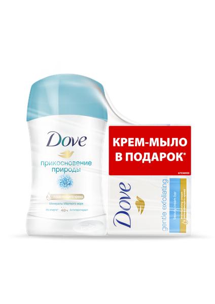 Дезодорант Dove Прикосновение природы 40 мл., стик + Крем-мыло Dove 100 гр., картон