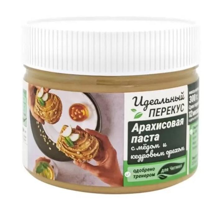 Арахисовая паста Идеальный перекус с медом и кедровым орехом 300 гр., ПЭТ