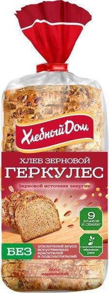 Хлеб Хлебный Дом Геркулес с отрубями, 500 гр., флоу-пак