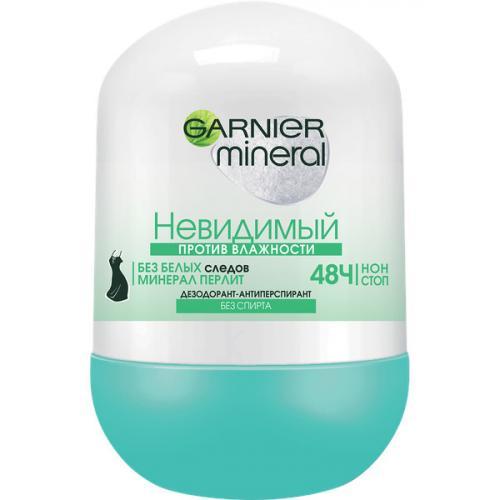 Антиперспирант Garnier Mineral Невидимый Против влажности Защита 48 часов женский шариковый 50 мл., пластик