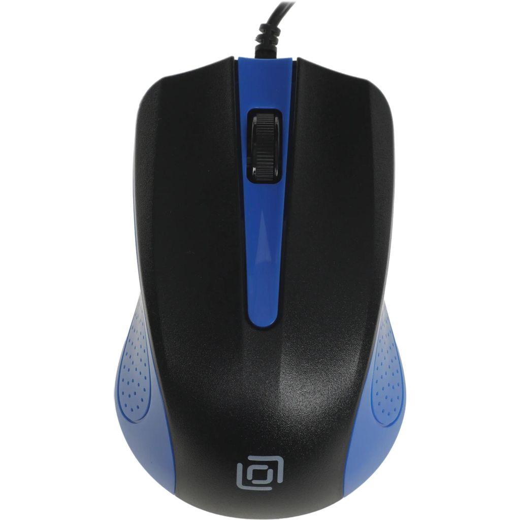 Мышь проводная Oklick 225M, оптическая, USB, 1200dpi, черный и синий [288233]