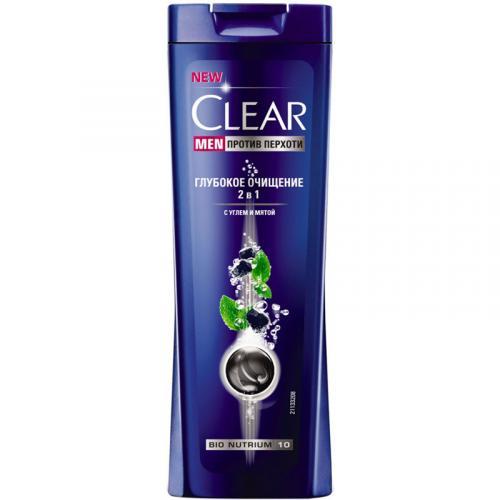 Шампунь против перхоти Clear Men Глубокое очищение 2 в 1 с активированным углем 400 мл., флакон
