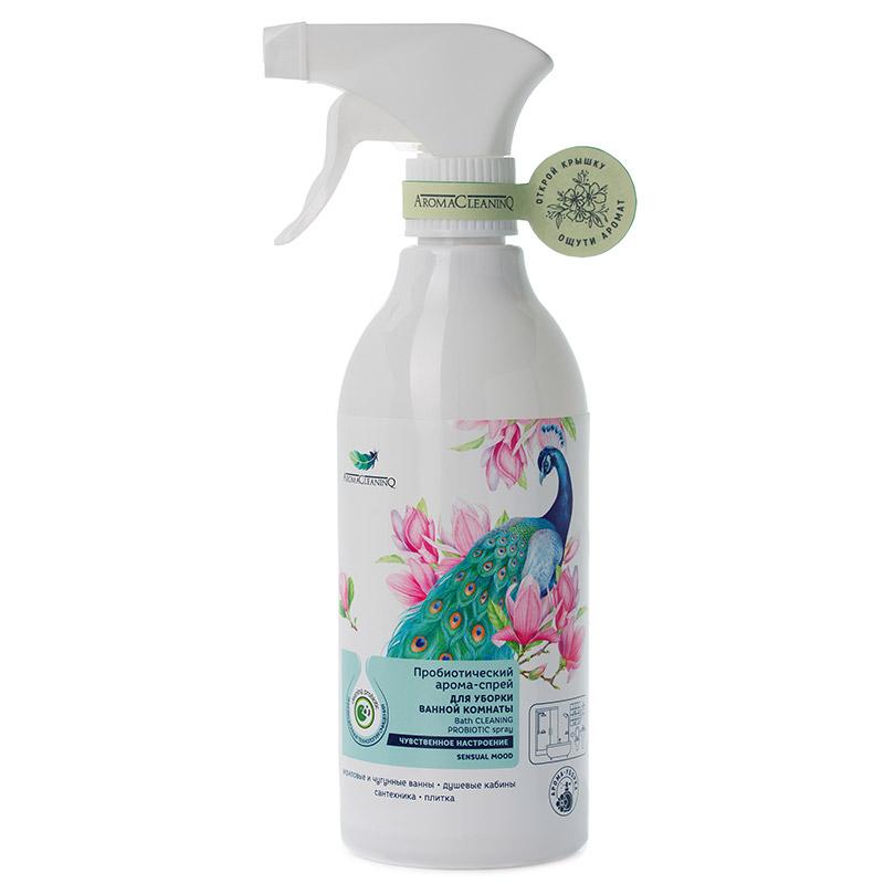Арома-спрей пробиотический для уборки ванной комнаты AromaCleaninQ Чувственное настроение, 500 мл., флакон с дозатором