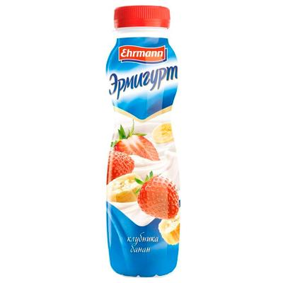 Йогурт питьевой Эрмигурт Клубника-банан 1,2% 290 гр., ПЭТ
