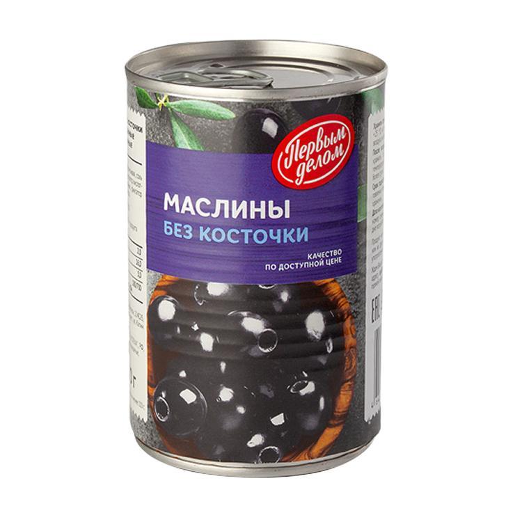 Маслины Первым Делом без косточки 300 гр., ж/б