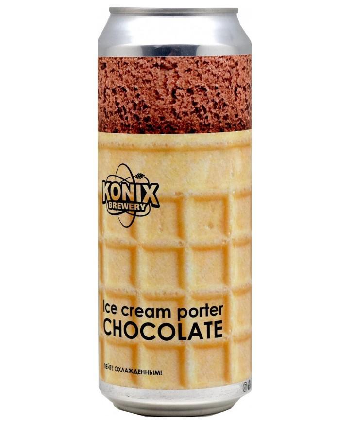 Пивной напиток крафтовый Konix Brewery Ice Cream Porter Chocolate темное нефильтрованное 7% 450 мл., ж/б