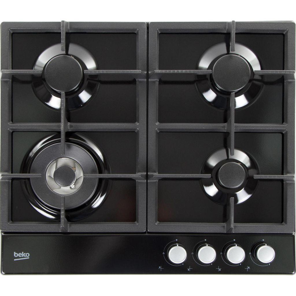 Газовая варочная панель Beko HIAW64225SB, 4 конфорки, эмалированная сталь, черный