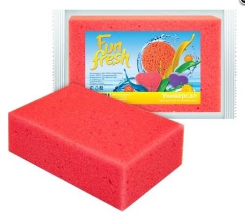Губка для тела Универсал, цвет: малиновый, 16 х 10 х 4,5 см, Fun Fresh, флоу-пак