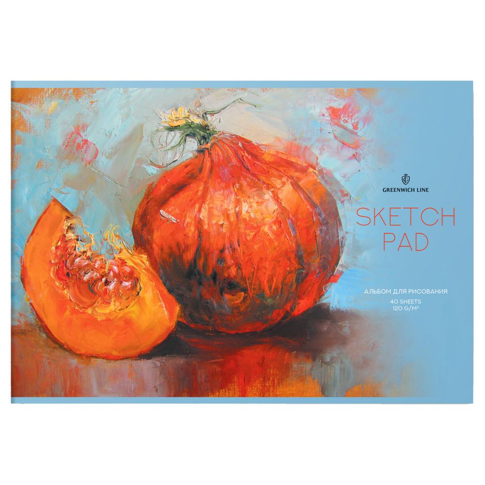 Альбом Greenwich Line Pumpkin А4 для рисования 40 листов 120 г/м2 на скрепке., пакет