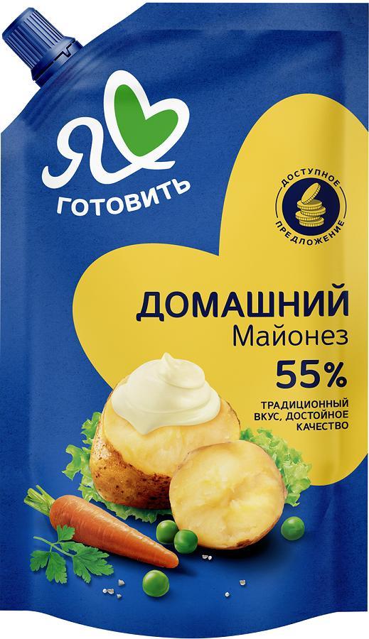 Майонез Я люблю готовить домашний 55% 600 мл., дой-пак с дозатором