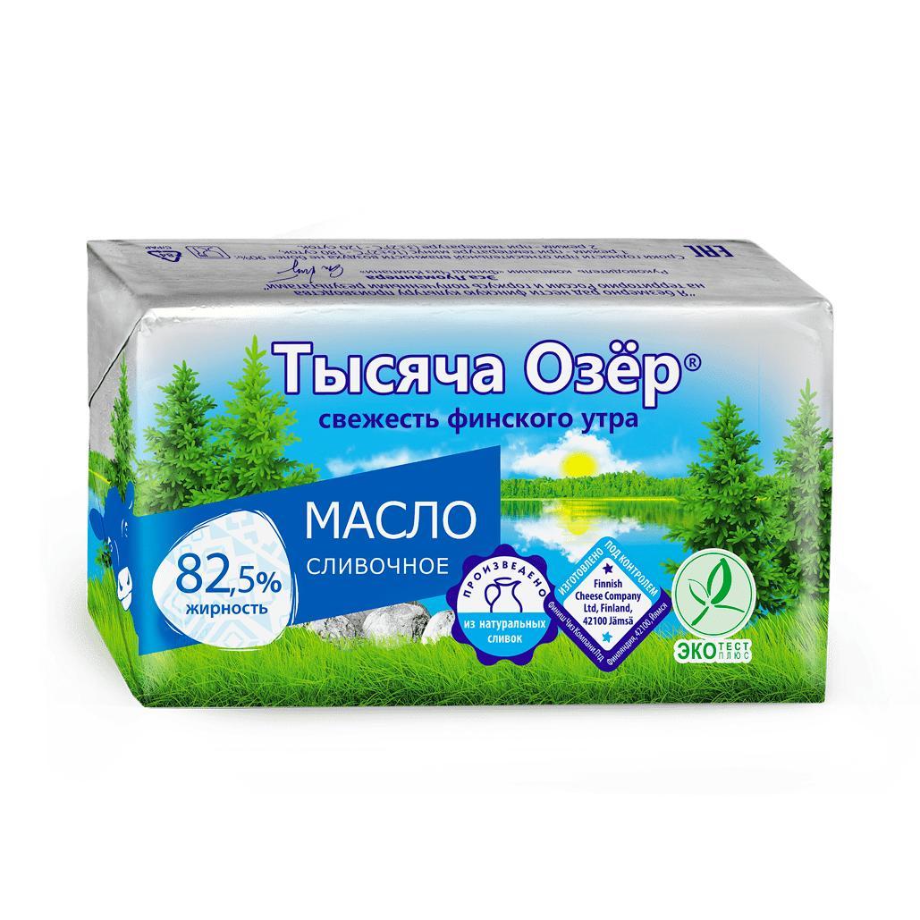 Масло сливочное Тысяча Озёр 82,5% 180 гр., обертка
