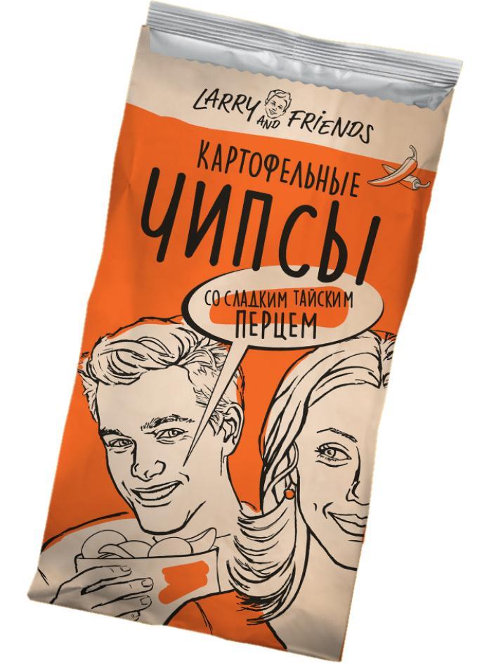 Чипсы Larry and Friends сладкий тайский перец 90 гр., флоу-пак