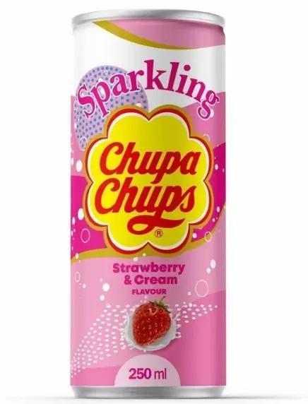 Напиток газированный Chupa Chups клубничный крем Южная Корея 250 мл., ж/б