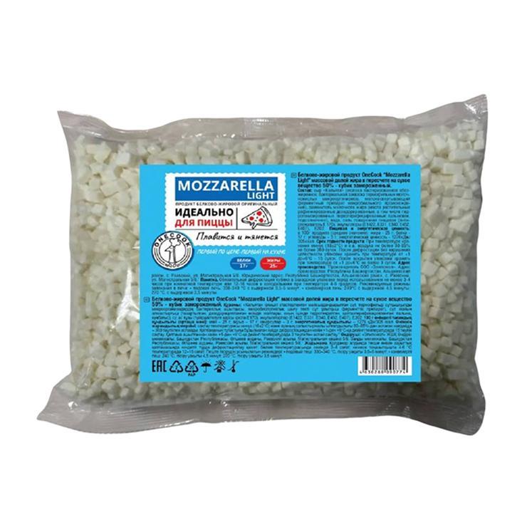 Продукт белково-жировой ONECOOK Mozzarella Light 50% кубик замороженный 1 кг., флоу-пак