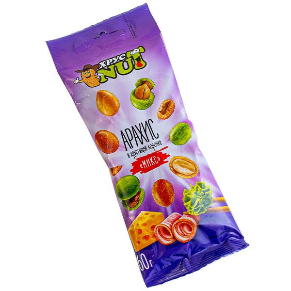Арахис ХрустNUT в хрустящей корочке микс 60 гр., флоу-пак