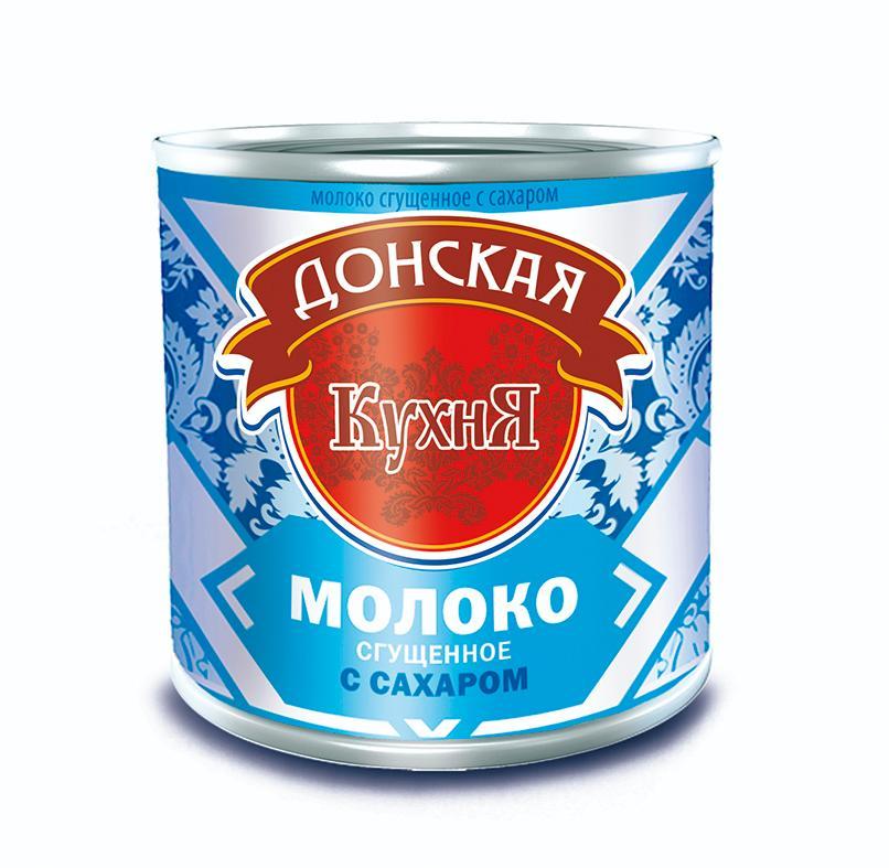 Молоко сгущенное с сахаром, Донская Кухня, 380 гр, ж/б