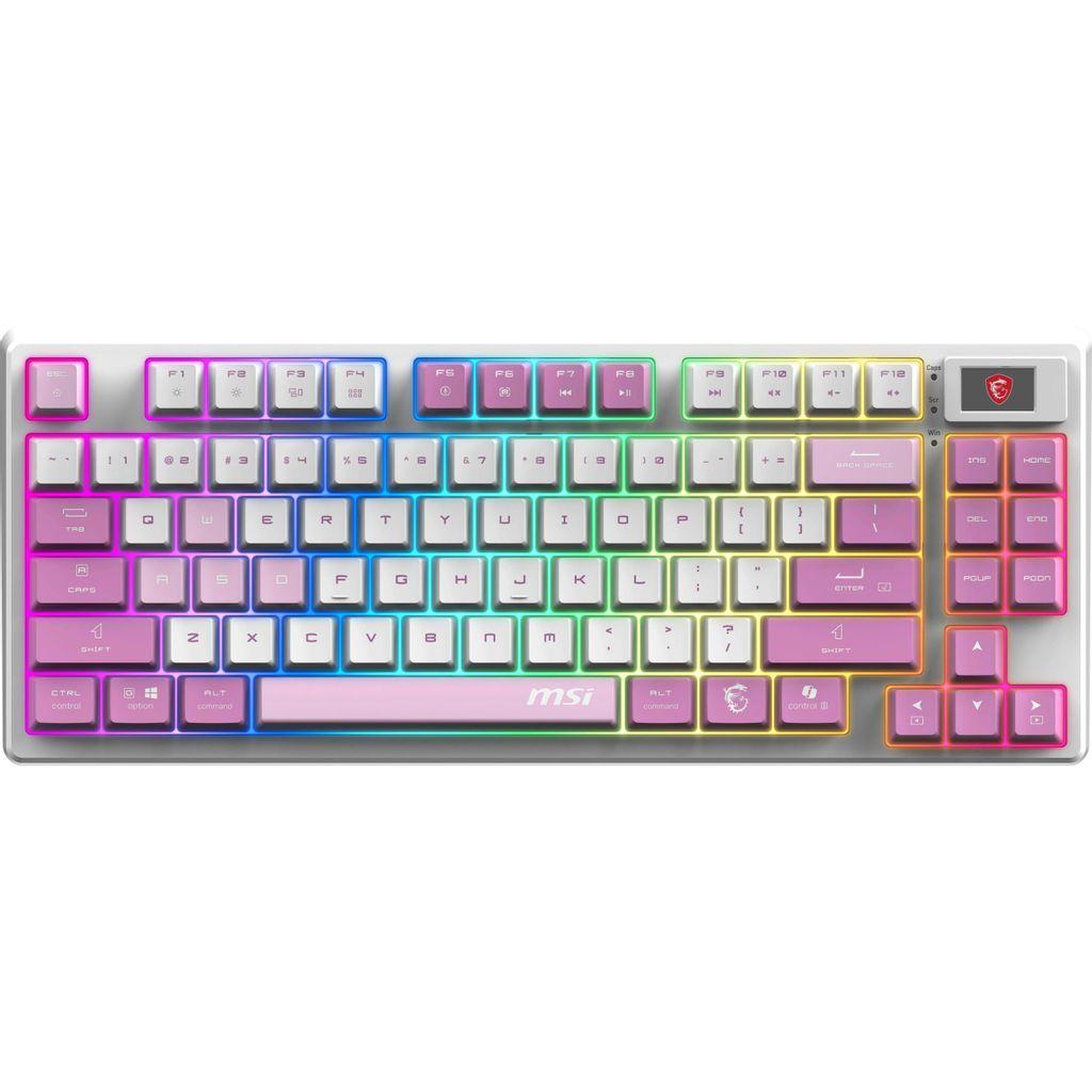 Клавиатура MSI Forge GK600, беспроводная, USB, Bluetooth/Радиоканал, механическая, белый/фиолетовый [s11-43ruq01-hh9]