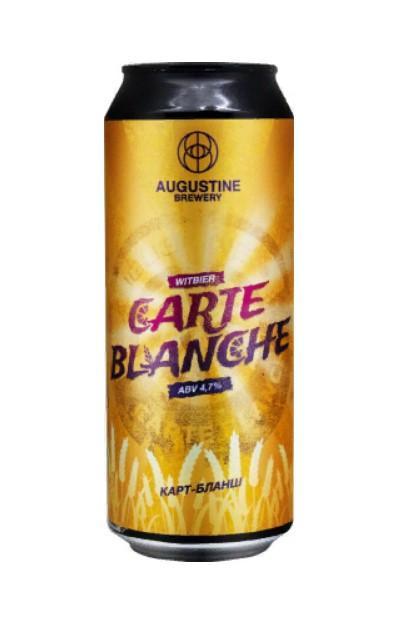 Пивной напиток крафтовый Augustine Brewery Карт Бланш нефильтрованный непастеризованный 4,7% 500 мл., ж/б