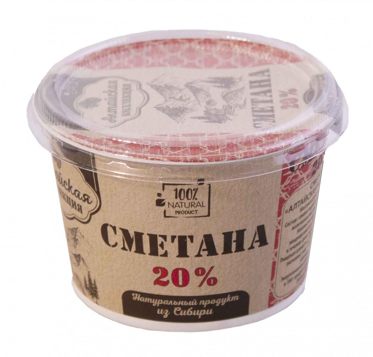 Сметана 20%, Алтайская коллекция, 200 гр., пластиковый стакан