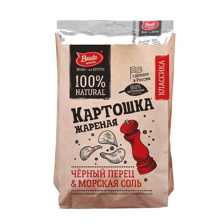 Картошка жареная Bruto snacks перец соль 70 гр., флоу-пак
