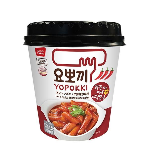 Клецки рисовые Yopokki Topokki Hot & Spicy с острым пряным соусом 120 гр., стакан