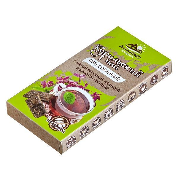 Чай курильский прессованный с мятой, калиной и рябиной красной АлтайЭко, 50 гр., картонная коробка