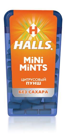 Леденцы Halls Mini Mints цитрусовый пунш 12,5 гр., пластиковая упаковка