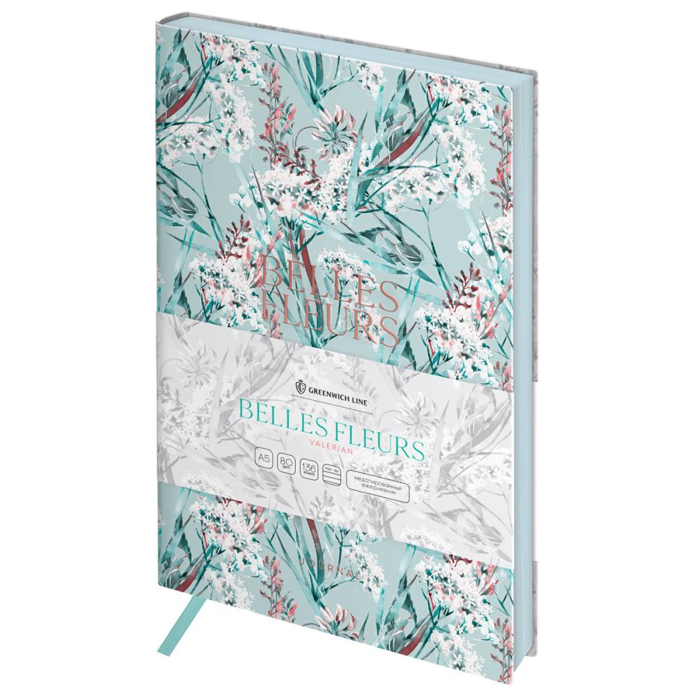 Ежедневник Greenwich Line Belles Fleurs Valerian А5 недатированный 136 листов кожзам тоннированый блок фольгированный срез., пакет