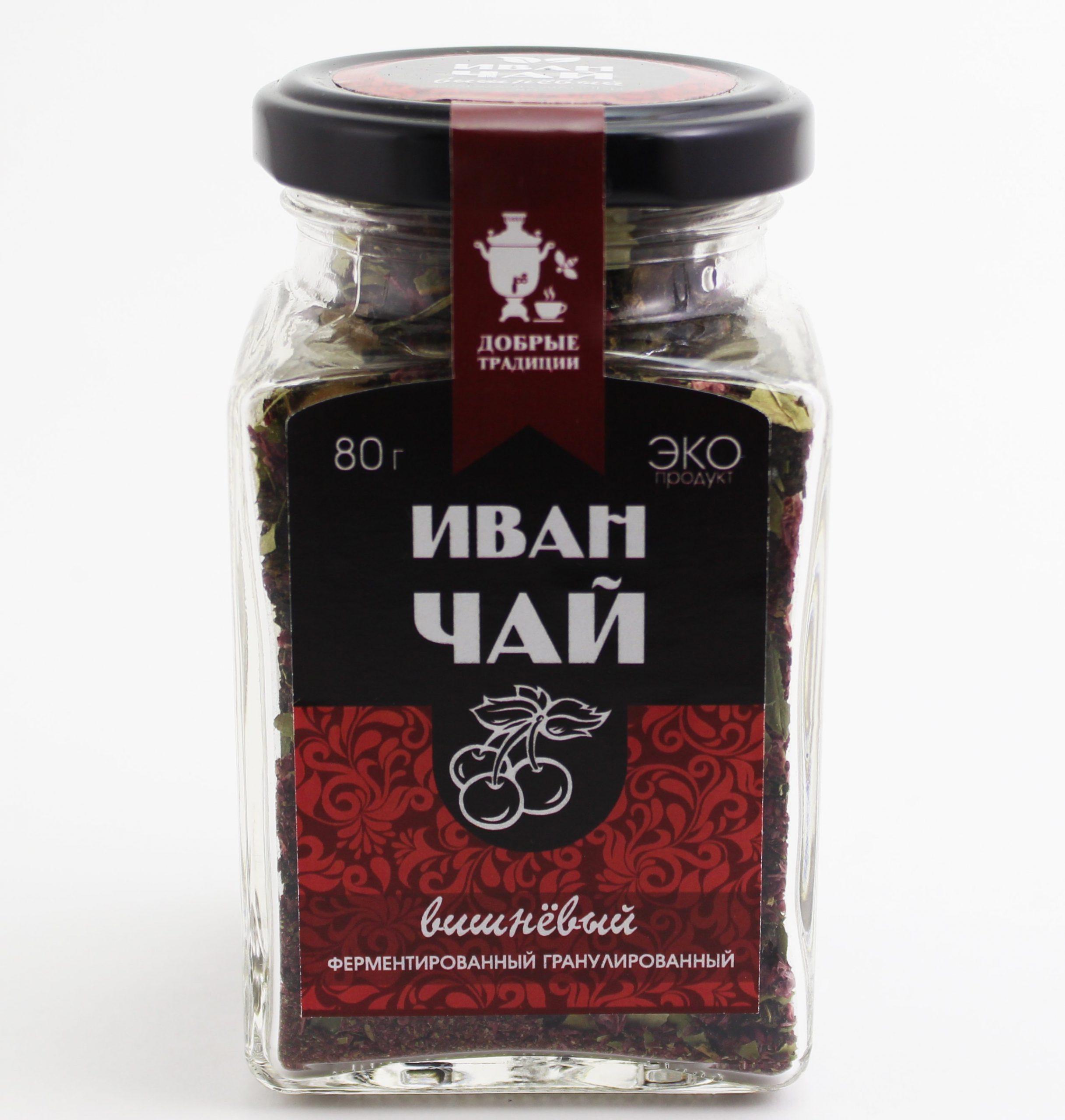 Иван-чай Добрые традиции гранулированный с вишней 80 гр., стекло
